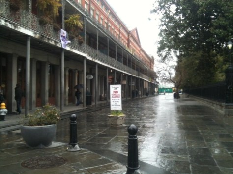 never see the Square this empty at mid day, but to the left, Stanley's is serving gumbo and more still...